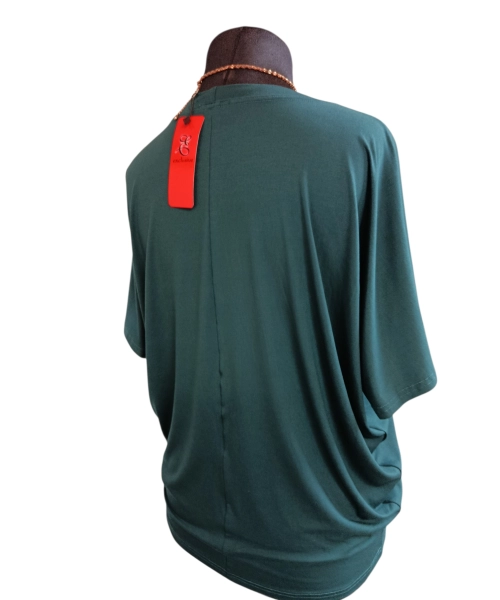 Bluzka Sonia w luźnym stylu oversize krótki rękaw - butelkowa zieleń